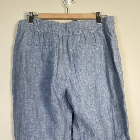 Athleta Cabo Linen Jogger Pants Chambray Blue Size 10 T Tall Athleisure Sporty - Picture 6 of 9